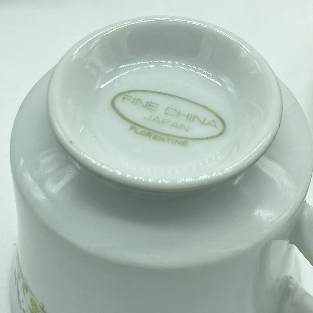 Sterling China Co. Florentine Cups & Saucers Set Of 3 Shabby Chic Cottagecore